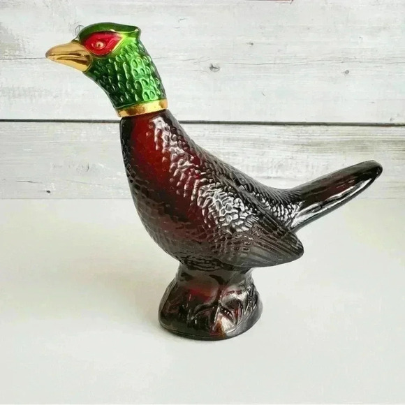 Vintage Avon Pheasant  Decanter Bottle 1970's Bird Glass Amber After Shave - Picture 1 of 7